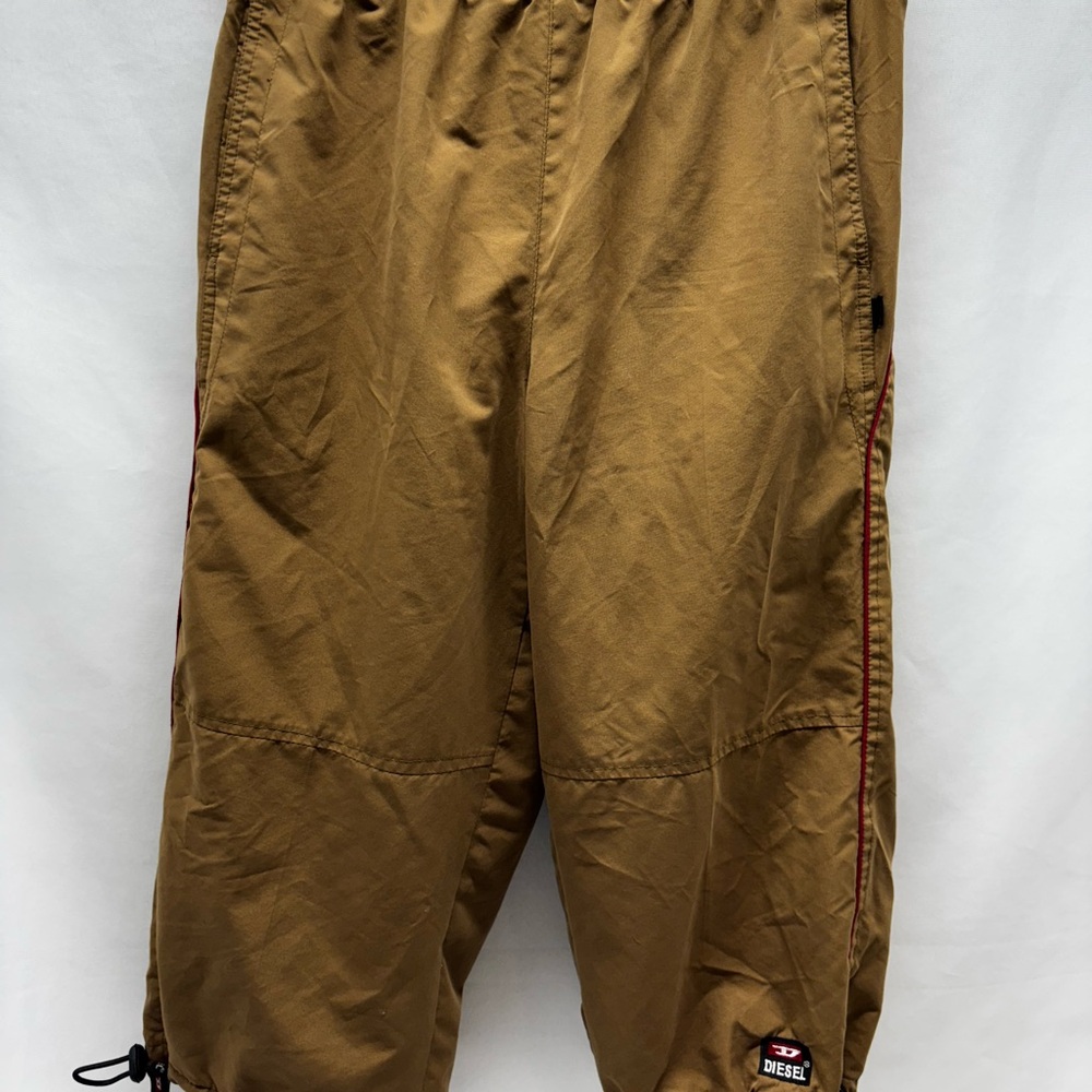 Vtg Diesel Capri Pants Size Small Khaki/Tan Nylon Elastic Leg Waist W Pockets